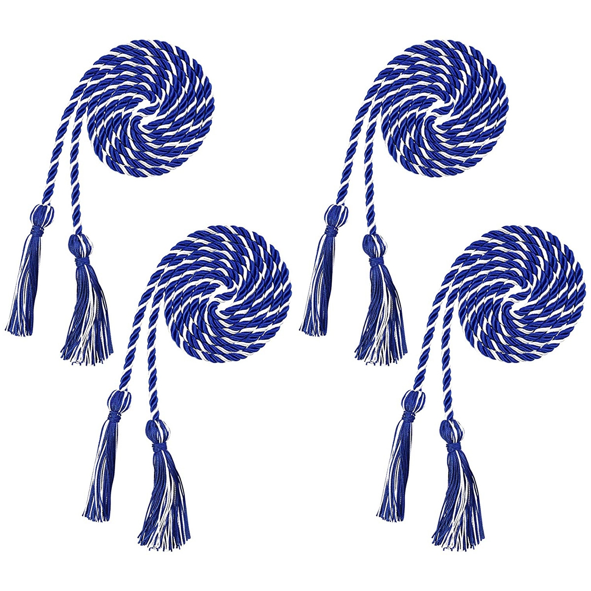 Beautyflier Pack of 4 Graduation Tassels Polyester Yarn Honor Cord for Bachelor White & Blue